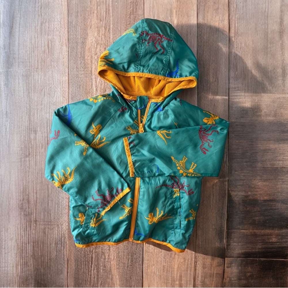 Kids Dinosaur Print Green Jacket